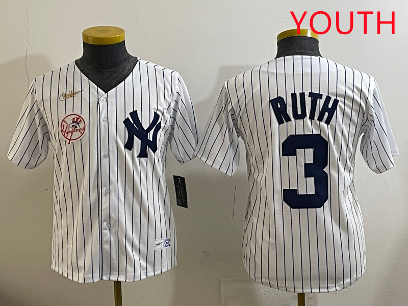 Youth New York Yankees #3 Ruth White 2025 Nike MLB jersey style 2
